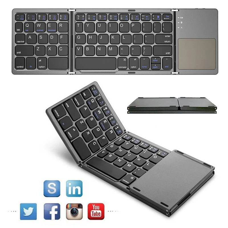 Складная клавиатура с сенсорной панелью портативная беспроводная Bluetooth