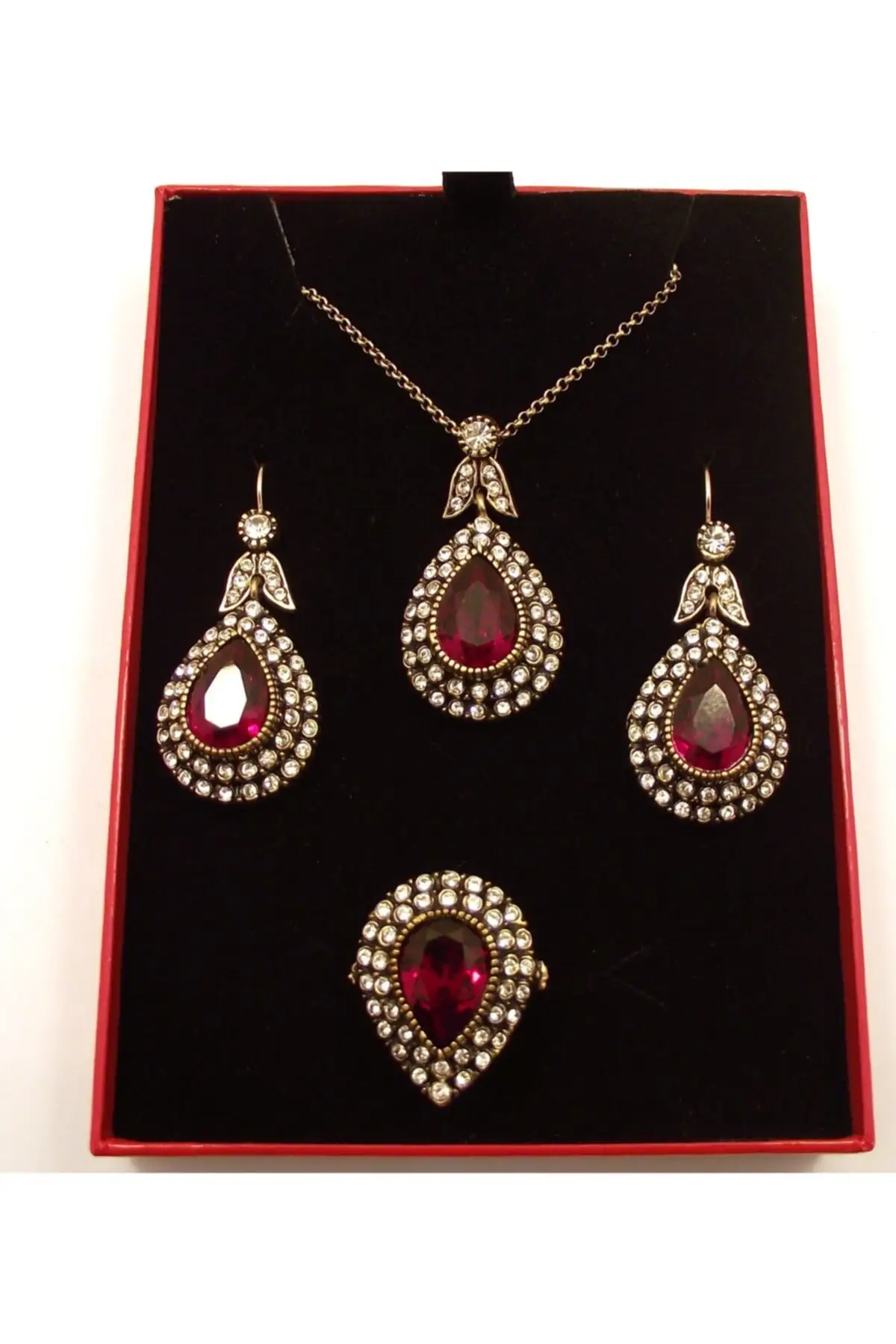 

Женские модные ювелирные украшения, наборы с золотым рубином и бриллиантами