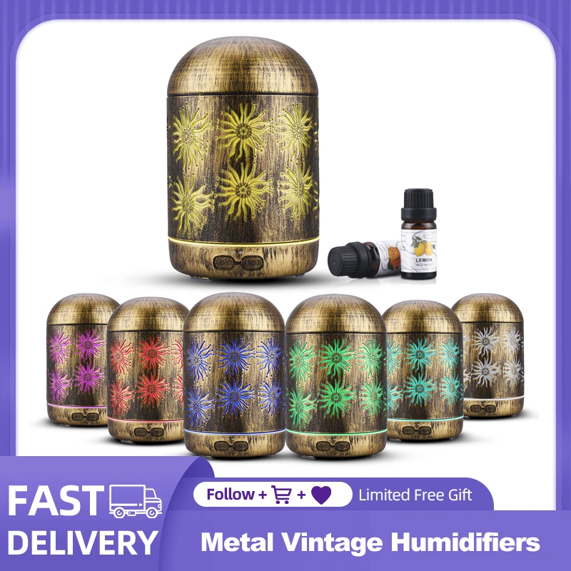 Ультразвуковые увлажнители воздуха 300 мл диффузор эфирного масла металлический