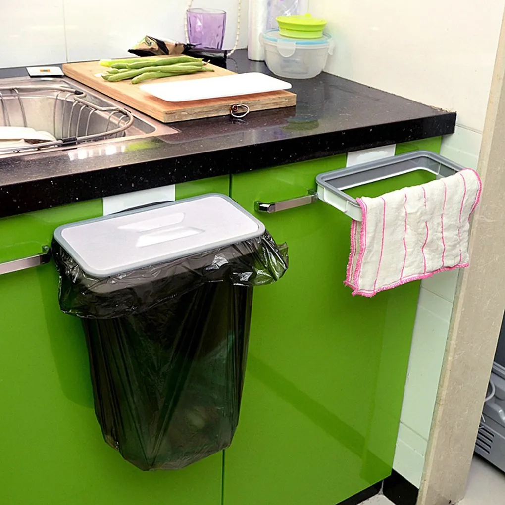 

Cupboard Hanging Garbage Bag Holder Plastic Kitchen Trash Bag Hanger Rubbish Waste Bag Rack