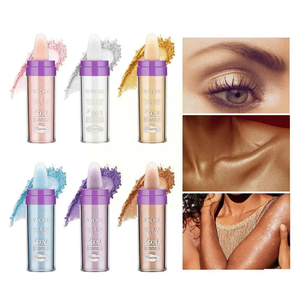 

Highlighter Powder Body Glitter Brighten Face Contour Eyeshadow White Makeup HighLight Bronzer Silver Makeup Shimmer P6D5
