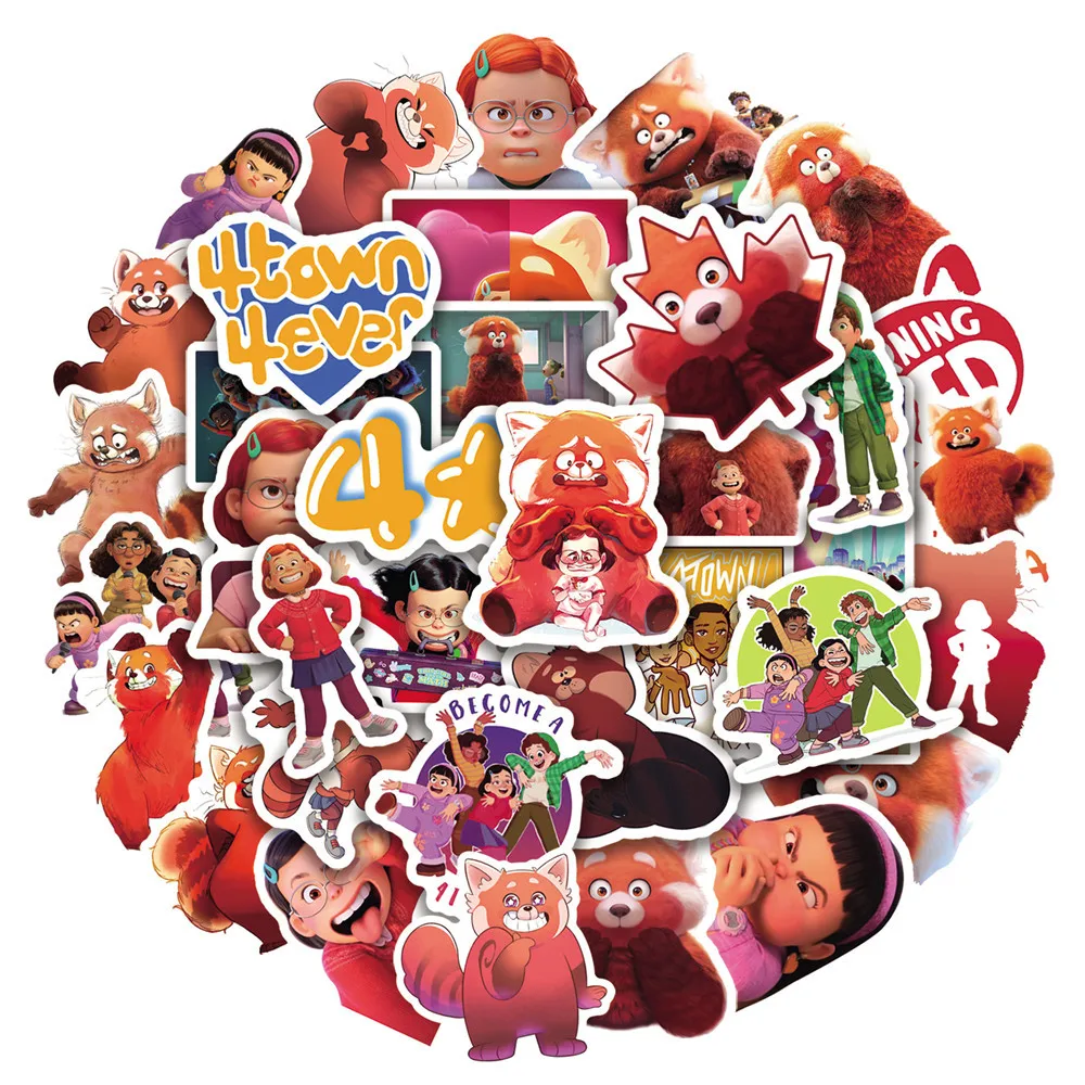 

50PCS/Set Disney Movie Turning Red Anime Stickers Guitar Water Glass Suitcase Notebook Hand Account Computerlaptop Case Sticker