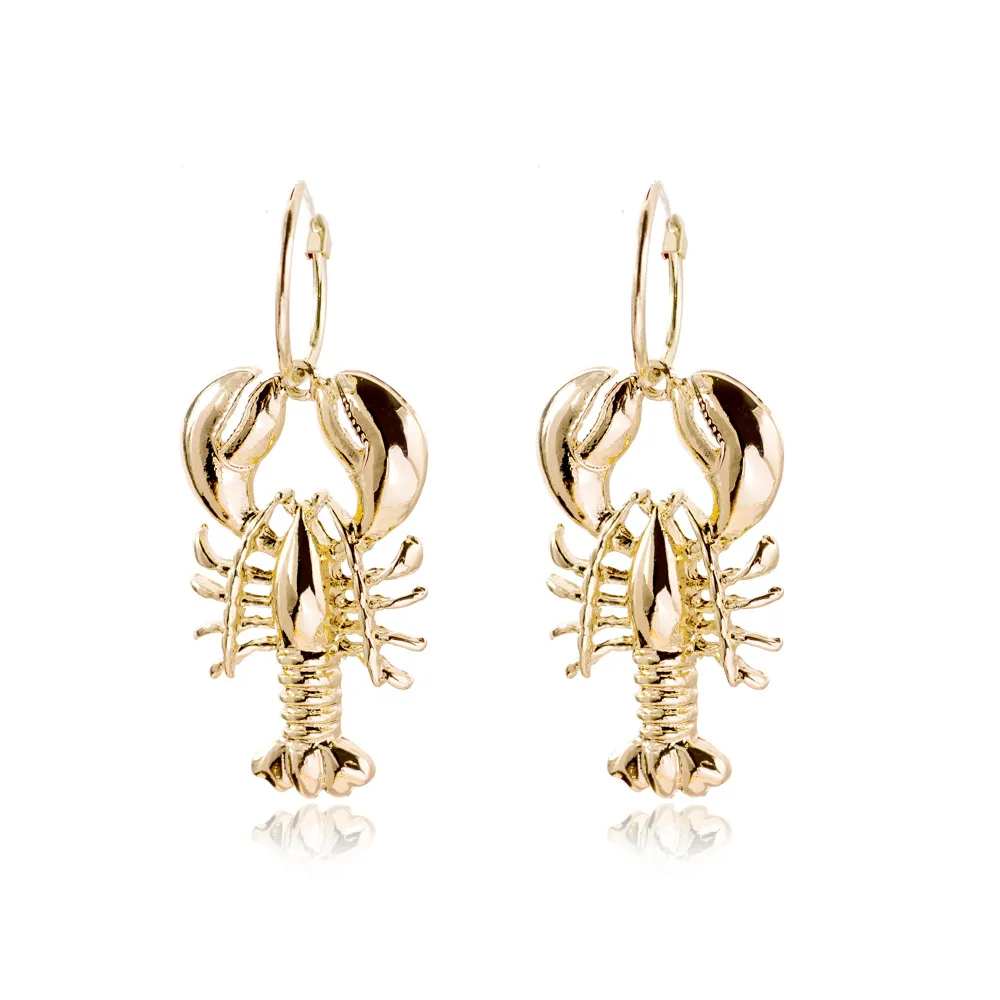 

Gold Color Boho Big Lobster Drop Earrings For Women Cute Ocean Beach Sea Vintage Dangle Earring Statement Jewelry Brincos