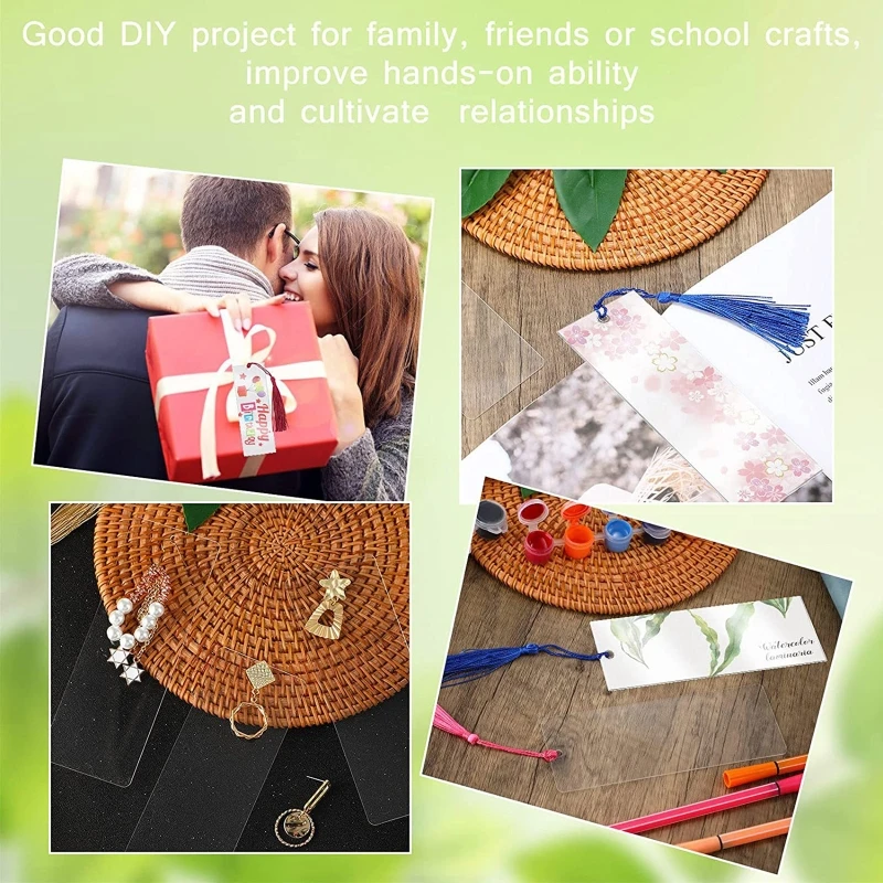 

634A 20 Pcs Blank Bookmarks Kit Clear Acrylic Book Markers with Chinese Style Tassels