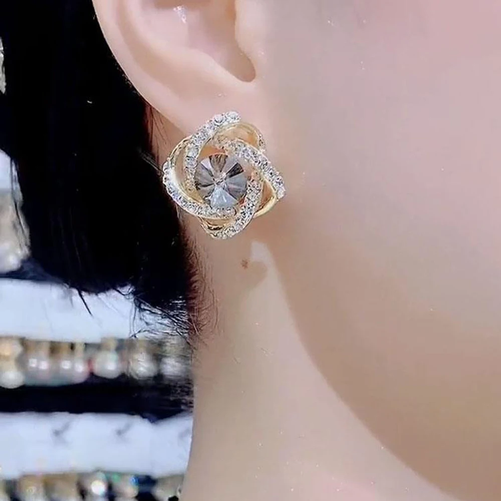 Earrings ear clips 2023 new Zirconia Earrings Jewelry for Women  for Women Sparkling Fine Jewelry Wrap Earrings Fashion