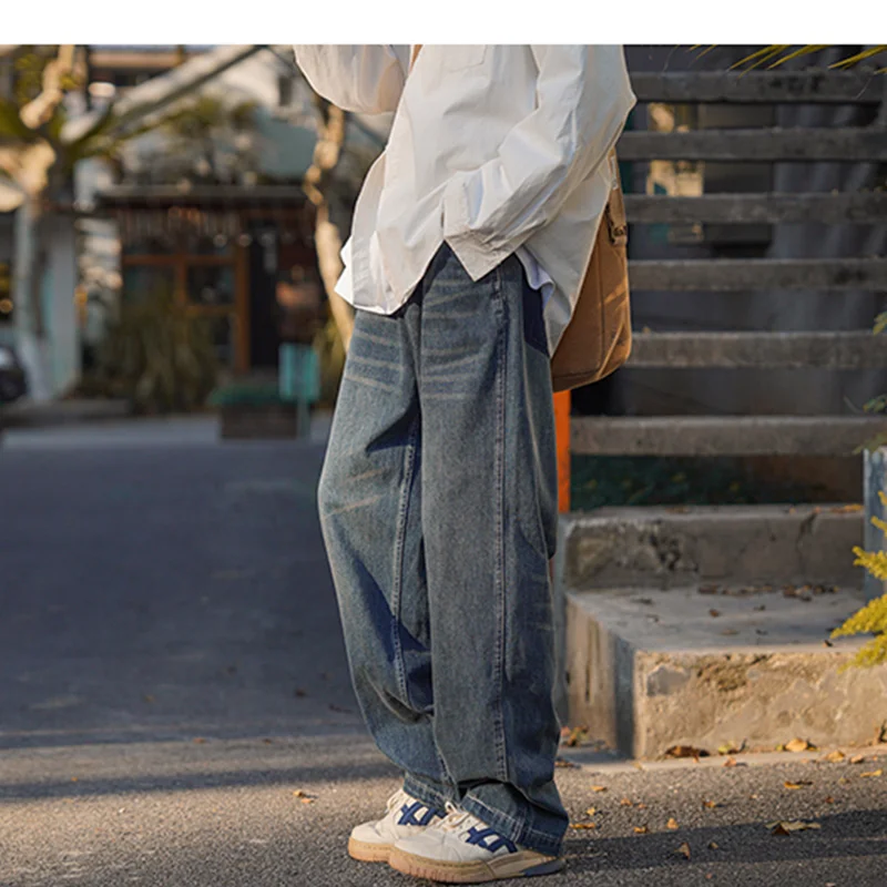 Men's Wear 2022 New Straight Loose Cylinder Jeans Vintage Recreational Blue Temperament Harun Trousers Female Autumn and Winter