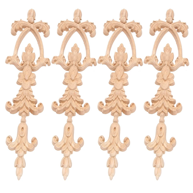 

HOT SALE 4X Rubber Wood Carved Applique Vintage Furniture Craft Decor 3
