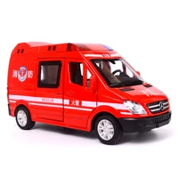 132 hospital rescue ambulance police metal cars model pull back sound and light alloy diecast car toys for children boys gifts
