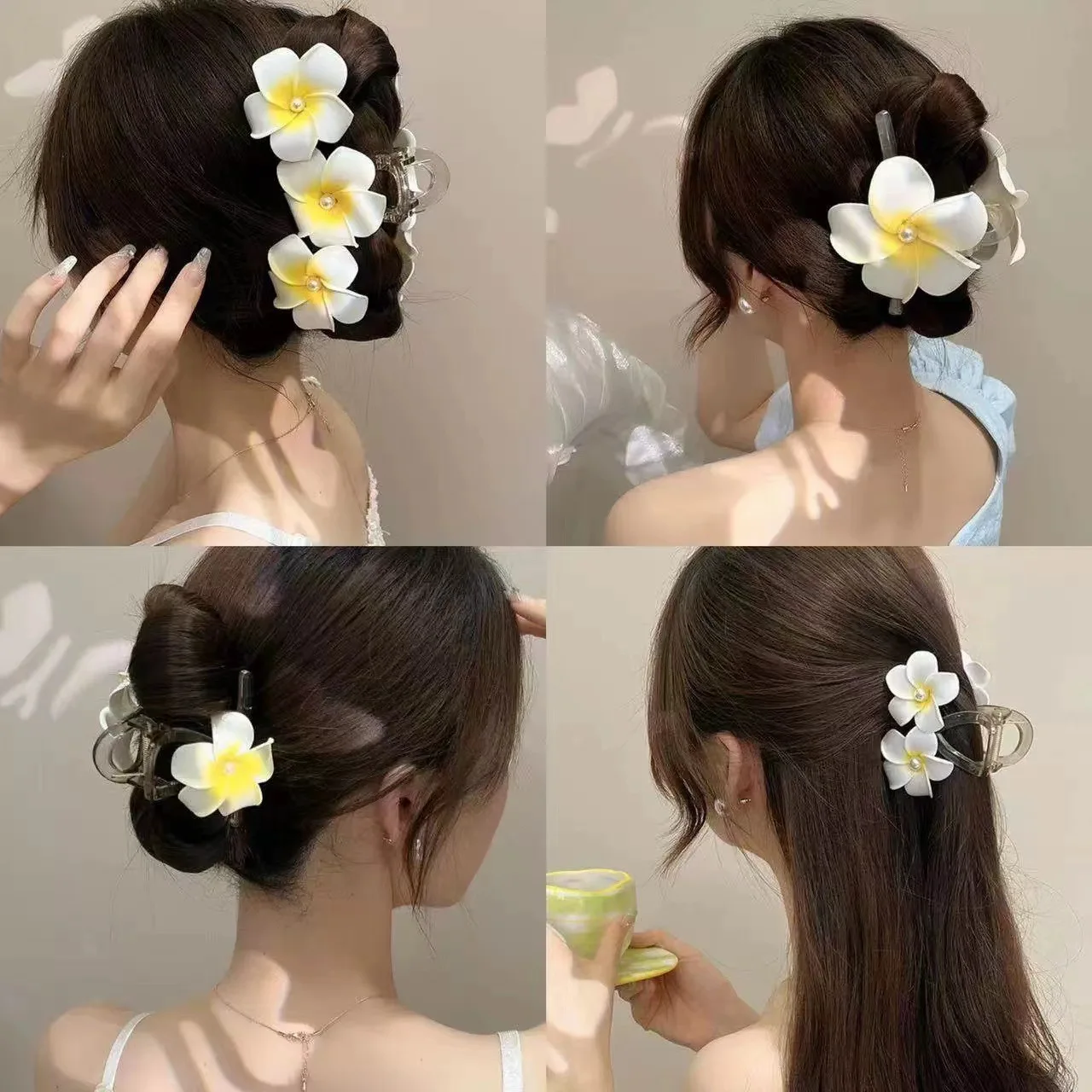 Пляжные заколки для волос NC В богемном стиле с цветами желтая Французская