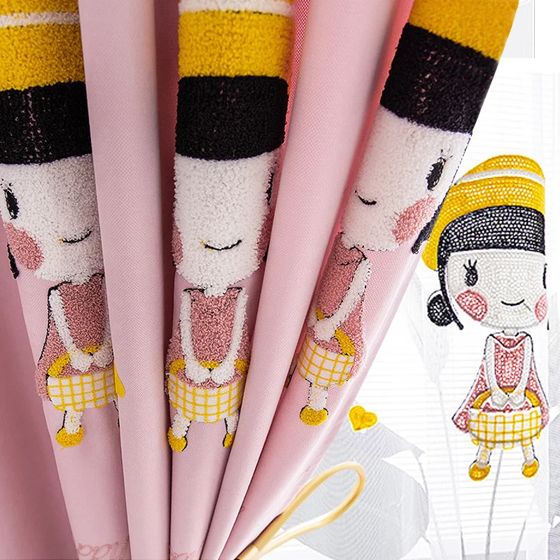 

Children's Curtains Children's Room Girls Bedroom Pink Cute Cartoon Embroidered Simple Korean Girl Curtains