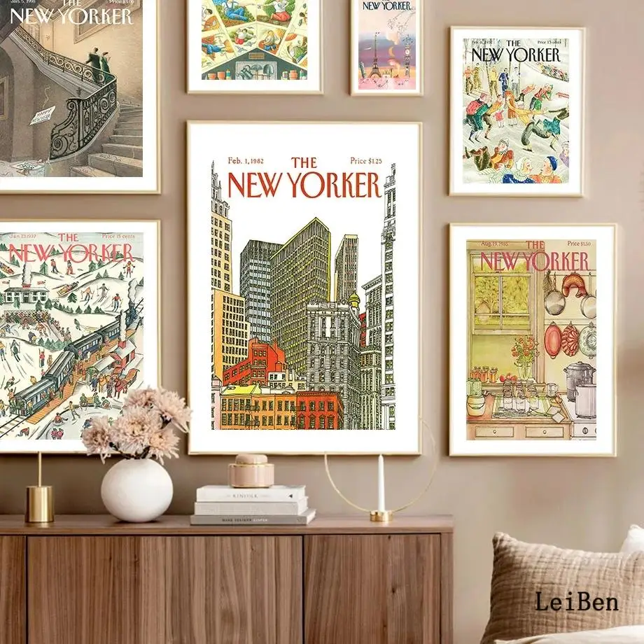 Абстрактная картина The New Yorker иллюстрация журнала Скандинавская Настенная на