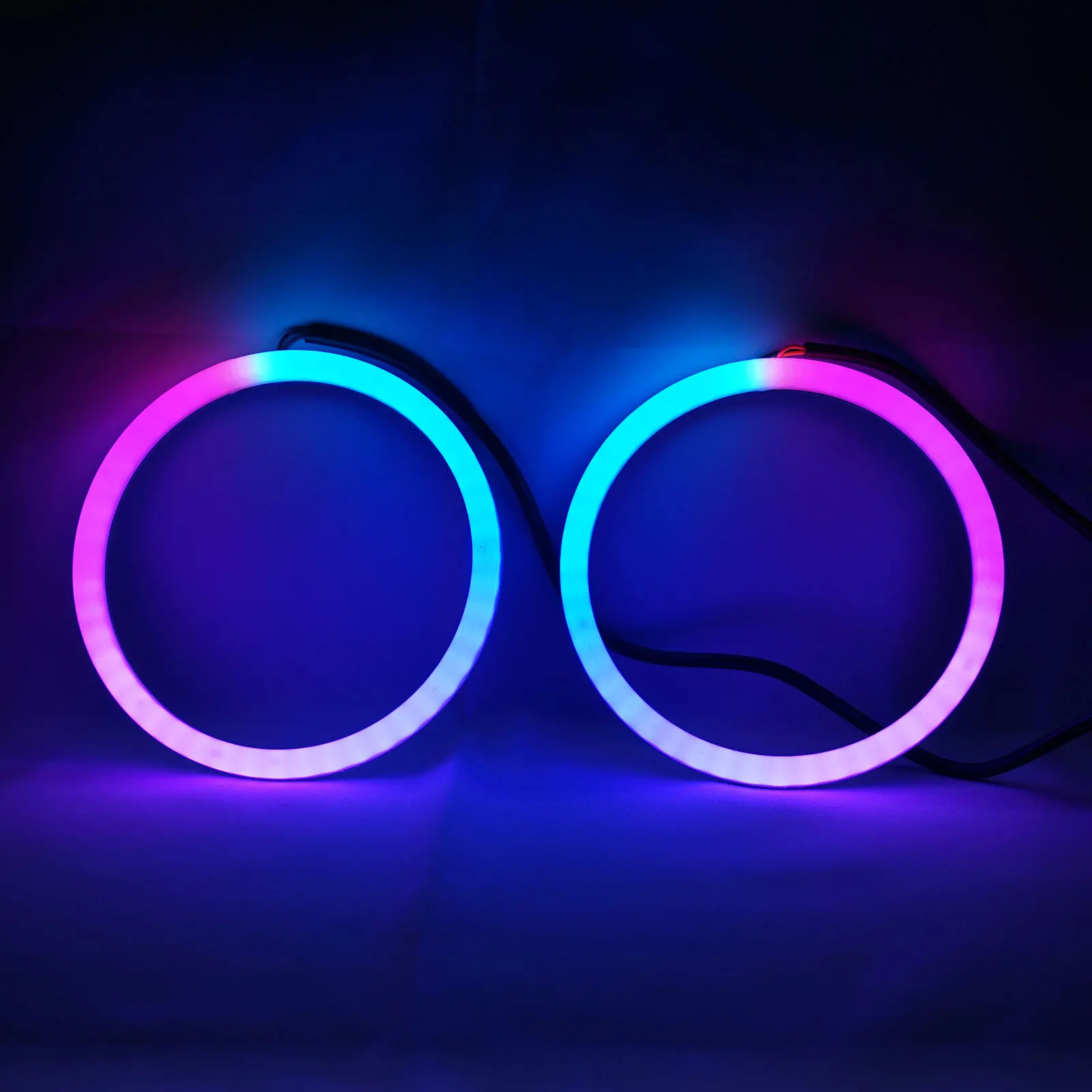 Luces Intermitentes dinámicas de Ojos de Ángel giratorios, RGB, Control inalámbrico por Bluetooth, LED, flujo secuencial