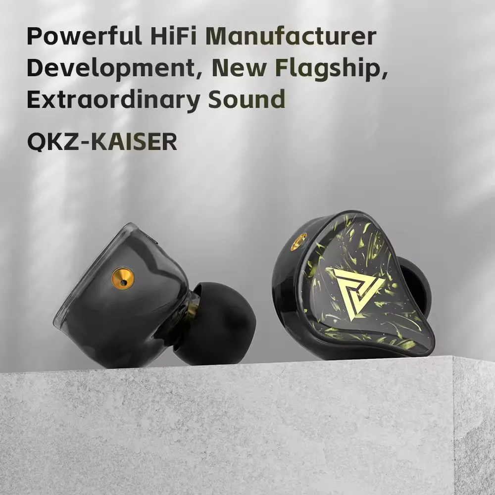 Фото Наушники-вкладыши QKZ KAISER с 10-мм динамическим драйвером с двойной камерой, 3D-печатной полимерной камерой, проводные, 3,5 мм, HiFi IEM №5