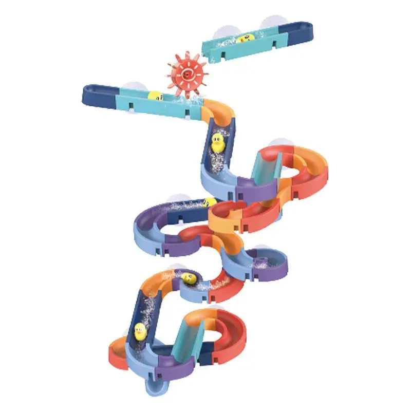 

Water Slide Toy Track Wall Bathtub Toy Slide Baby Bath Toys With Wind-Up Duck Ball Track Shower Water Slide Birthday Gifts For