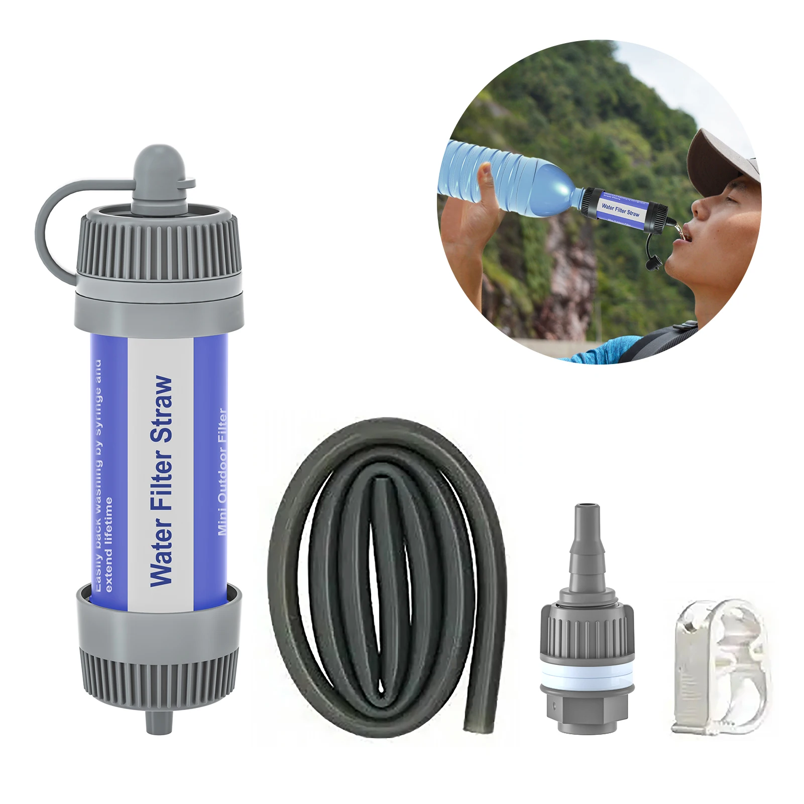 

Water Filter Straw Outdoor Portable Water Purifier Survival Gear for Camping Hiking Backpacking Emergency Preparedness