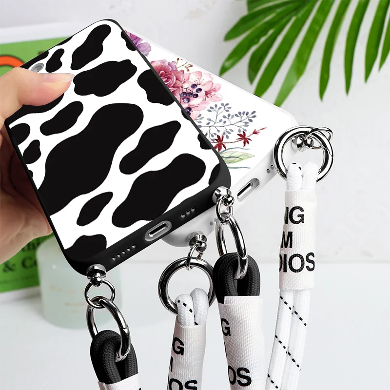 Flower Lanyard Strap Rope Case For Xiaomi Redmi Note 10 11S 8 7 10S 9s 8T Poco X3 9C NFC F3 F2 Mi 11 11T 9 Lite NE Pro Max K20 images - 6