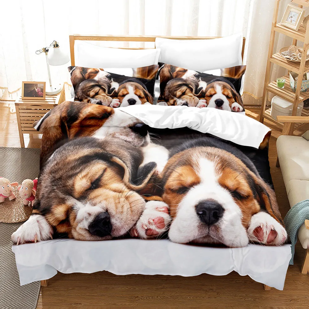 

Cute Pet Dog Bedding Set for Bedroom Bed Home Cute Animals Hand Drawn Style Set Duvet Cover Quilt Cover and Pillowcase