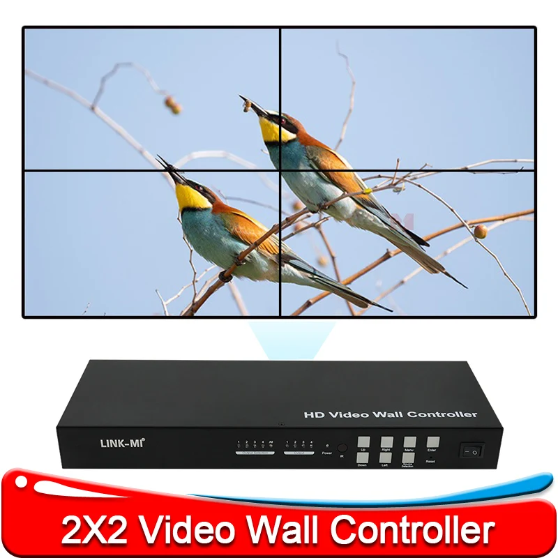 Фото Контроллер видеостены 2x2, HDMI 1x4, настенный контроллер телевизора, поддержка USB, вращение на 180 градусов, 1080P Plug & Play №1