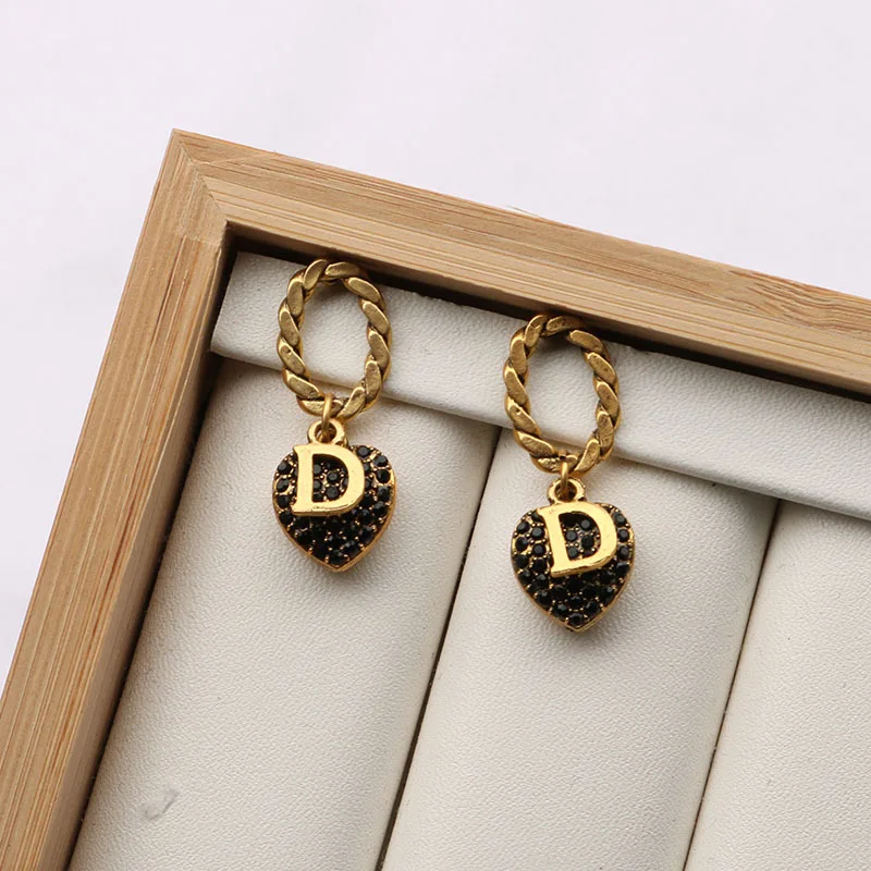 

Retro D Earrings Drop Earrings Heart Earrings Korean Fashion Earings Letter D Earrings for Women