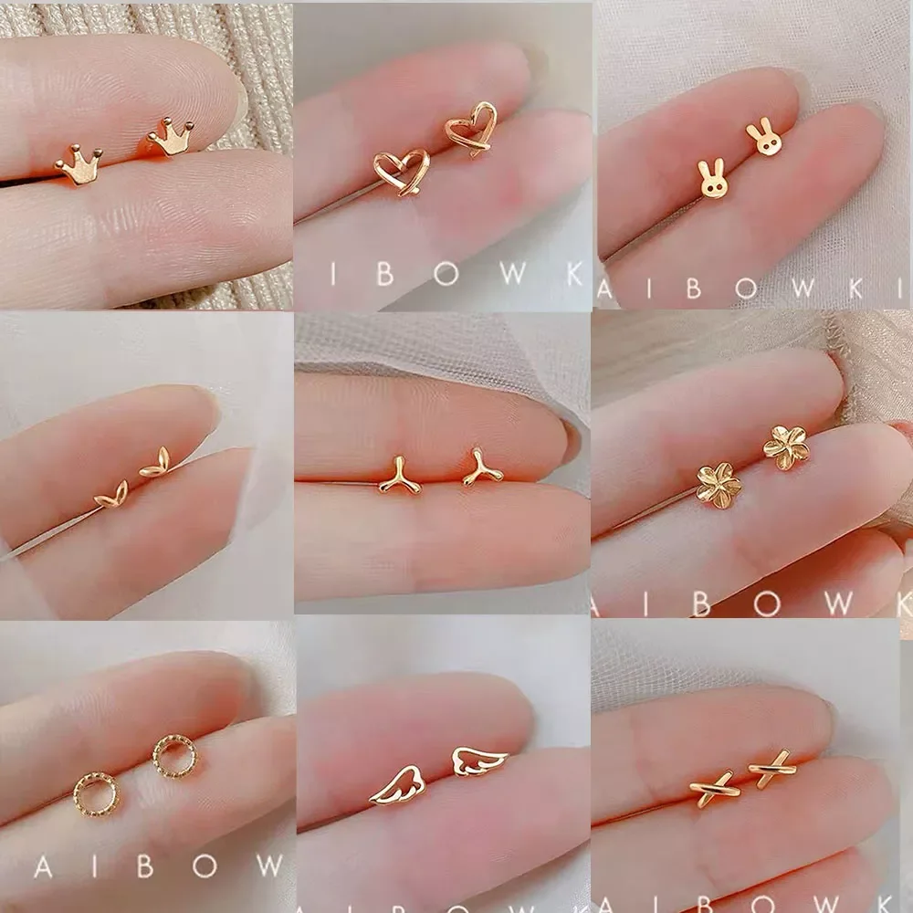 

Simple Butterfly Smooth Mini Small Animal Flower Crown Heart Stud Earring for Women Cartilage Helix Tragus Piercing Tiny Star