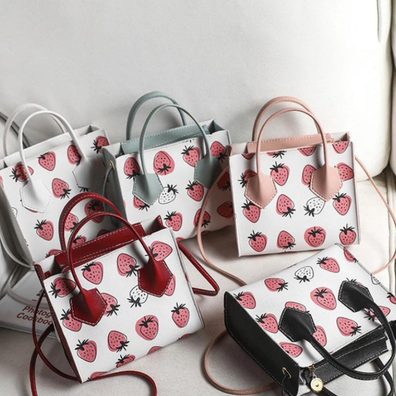 

Mini Shoulder Bag Fashion Strawberry Print Wild Ins Messenger Bag Niche Design Portable Female New Trendy Cute Student Handbag