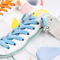 2022 flower diamond no tie shoelaces colorful rhinestone shoe laces without ties elastic laces sneakers kids adult flat shoelace