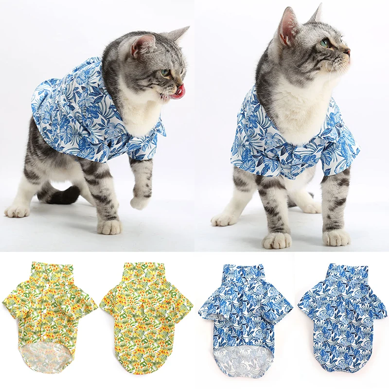 

Hawaiian Style Pet Shirt Dog Shirt Printed T-Shirts Unique Polyester Colthing Short Sleeves Clothes for Dogs Pet Supply XS-M
