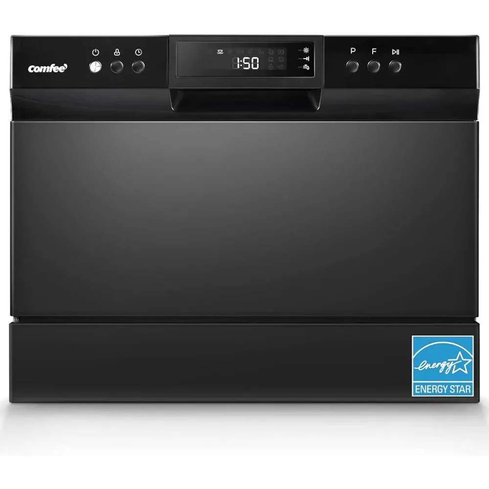 

COMFEE’ Countertop Dishwasher, Energy Star Portable Dishwasher, 6 Place Settings, Mini Dishwasher with 8 Washing Programs, Black