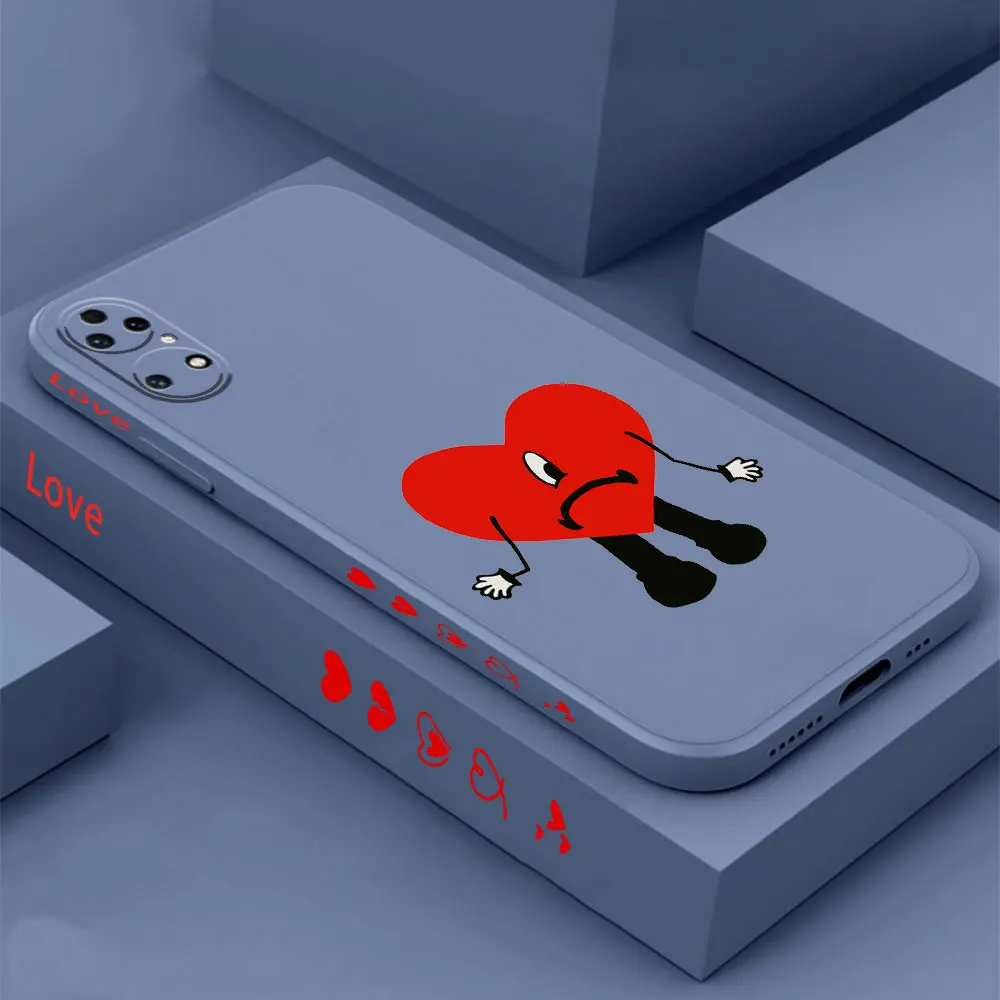Red Love Heart Phone Case For Huawei P60 P50 P40 P30 P20 Mate 50 40 30 20 20X 10 Colour Liquid Silicone Cover Funda Cqoue Shell