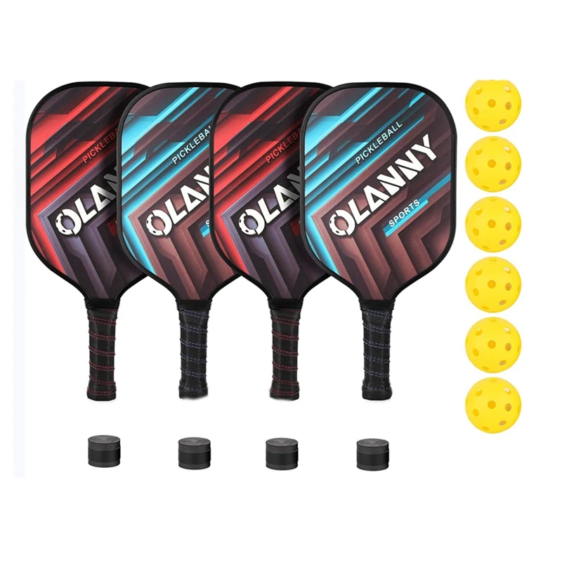 

ELOS-Graphite Pickleball Paddles 4 Pack - Rackets Fiber Face & Polymer Honeycomb Core Pickleball Set
