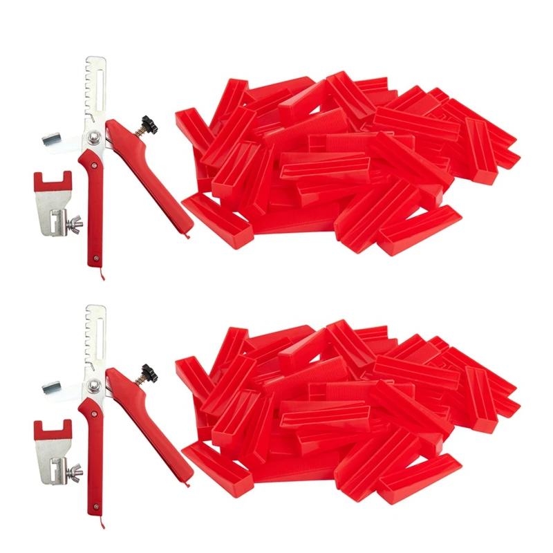 

2X Accurate Tile Leveling System 200 Clips + 200 Wedges+ 2 Tile Pliers Floor Wall Flat Leveler Plastic Spacers Tool