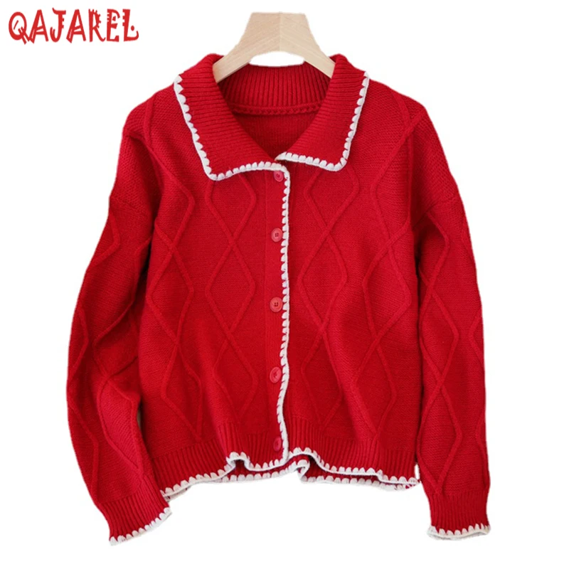 

Женский трикотажный кардиган-поло из хлопка, с длинным рукавом