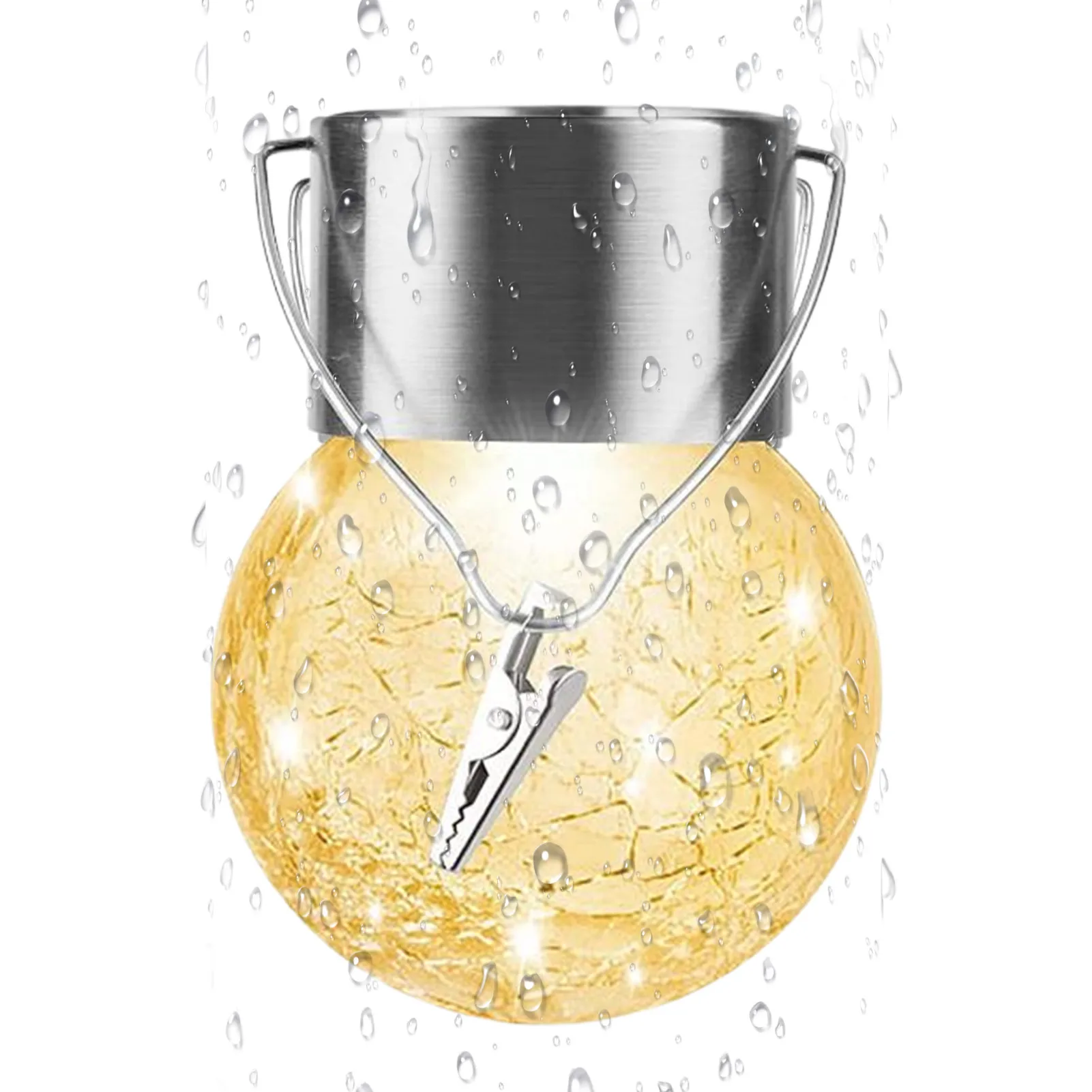 

Cracked Glass Balls Lantern Waterproof Lantern Glass Suspension Lighting LED Lights For Garden Patio Gazebo Fence Party