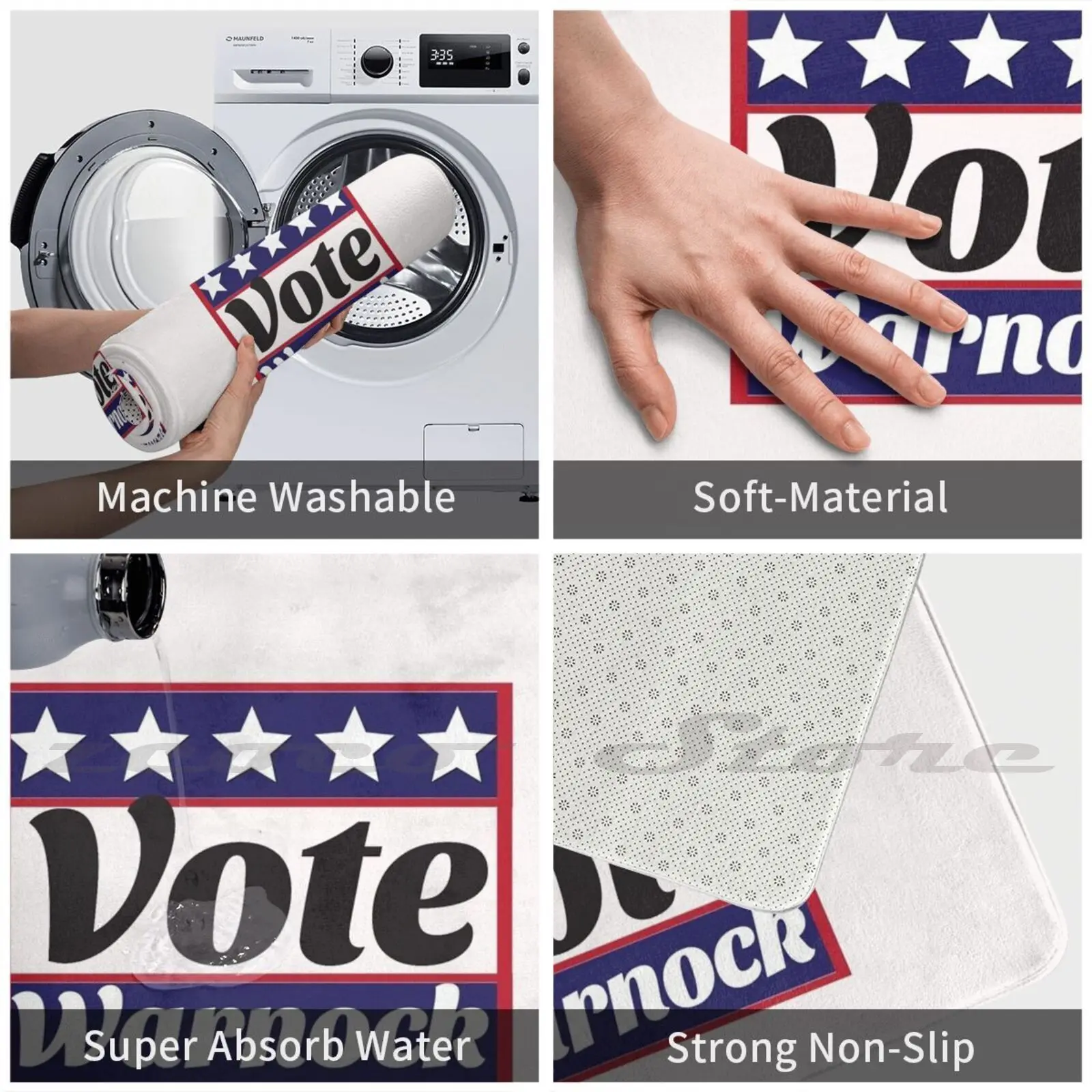 Забавная Подарочная наклейка Vote Warnock мягкий коврик дверной прорезыватель