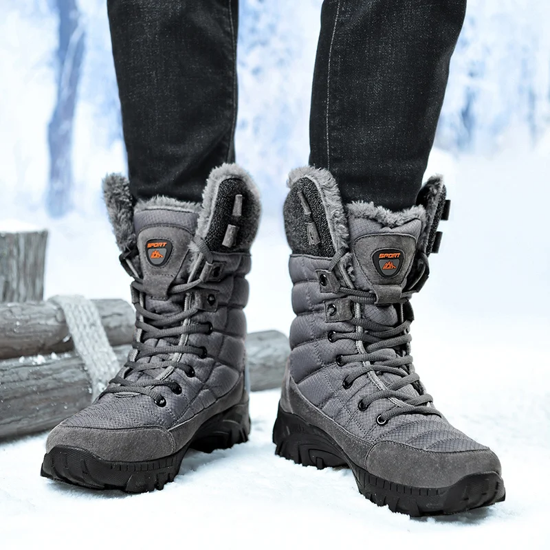 Xiaomi SALUDAS Men Winter Snow Boots Waterproof Warm Men Hiking Boots Leather High Top Big Size Men Boots Outdoor Sneakers Male