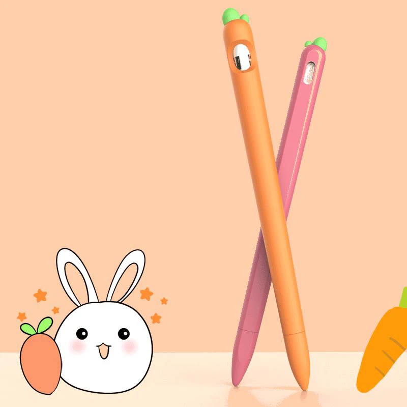 

Pencil Case for Apple Pencil 1 2 Silicone Cat Carrot Cartoon Kawaii Shockproof Soft Protective Cover for 2/1 Touch Pen Stylus
