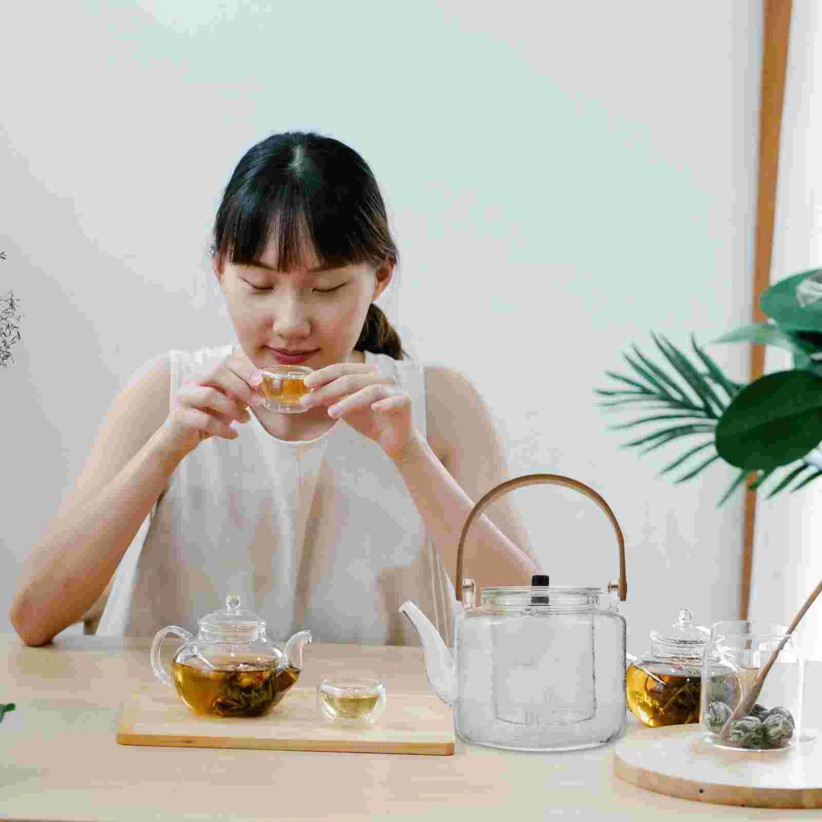 

1 Set Daily Use Glass Clear Tea Pot Teapot Stovetop Glass Tea Kettle for Home Kitchen Tearoom Tea House