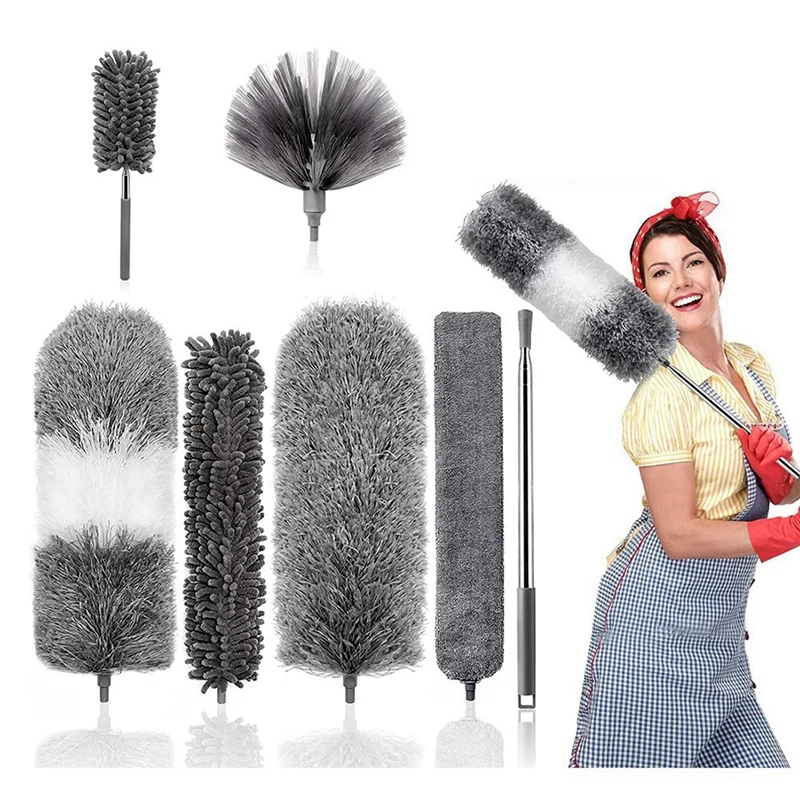 

Feather Duster, Microfiber Duster Kit With Telescoping Extension Pole,Detachable Reusable Washable Duster For Cleaning