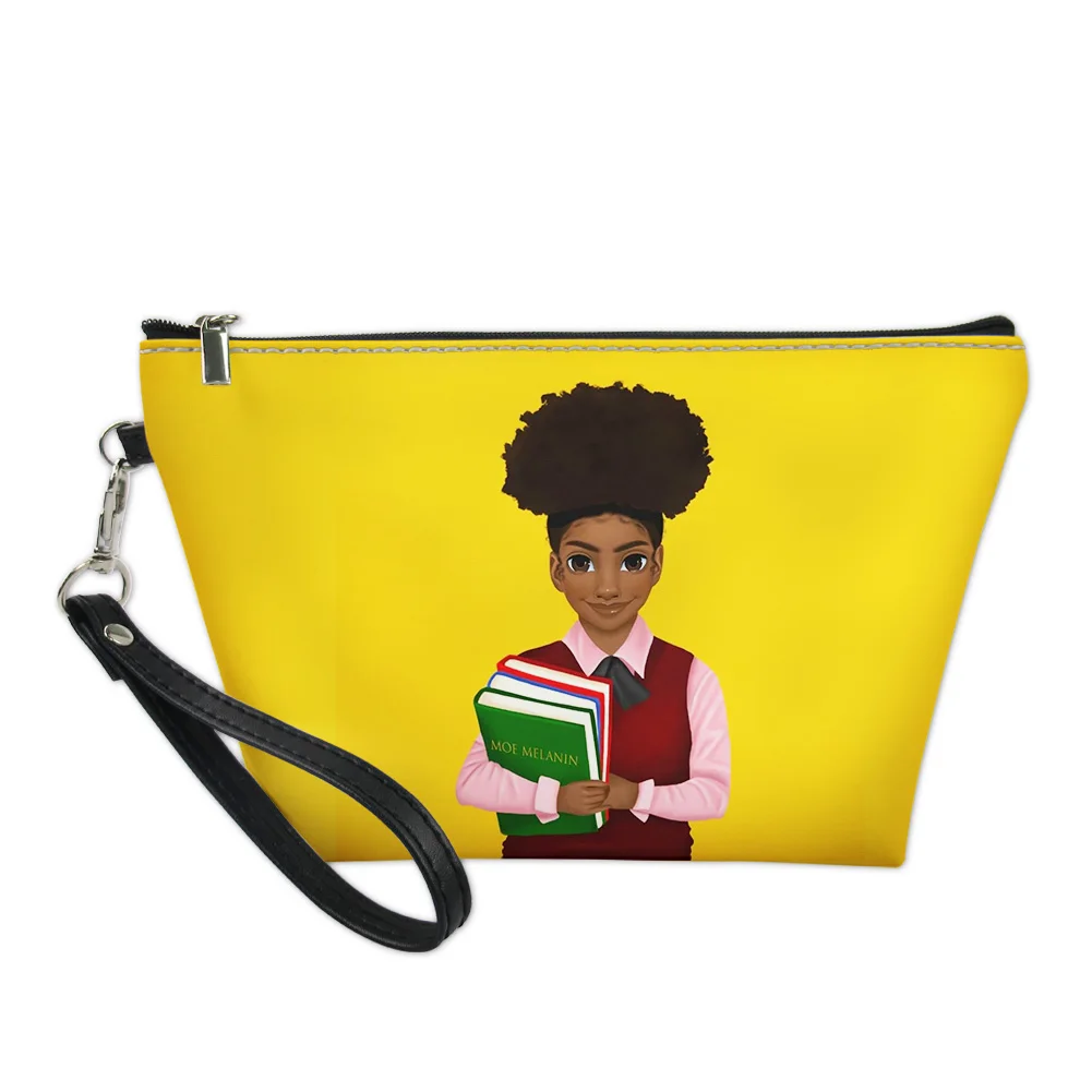 Africa Famale Pattern Print Decoration Toiletry Bag Girl Women Zipper Neceser Outdoor Party Storage Make Up Cases
