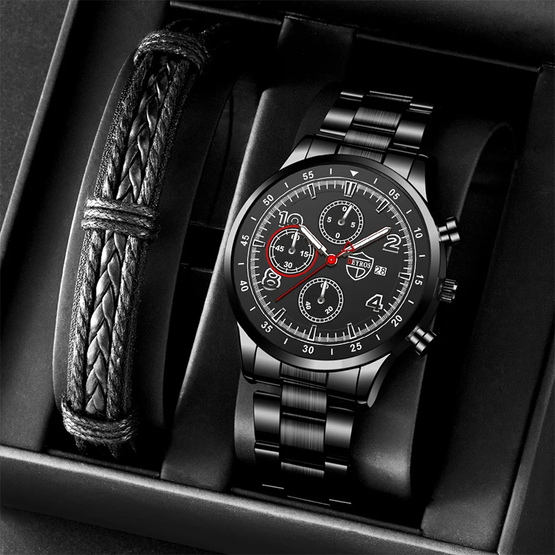 

Luxury Mens Sports Bracelet Men Stainless Steel Quartz Wristwatch Calendar Fashion Male Business Casual Watches Luminous Clock