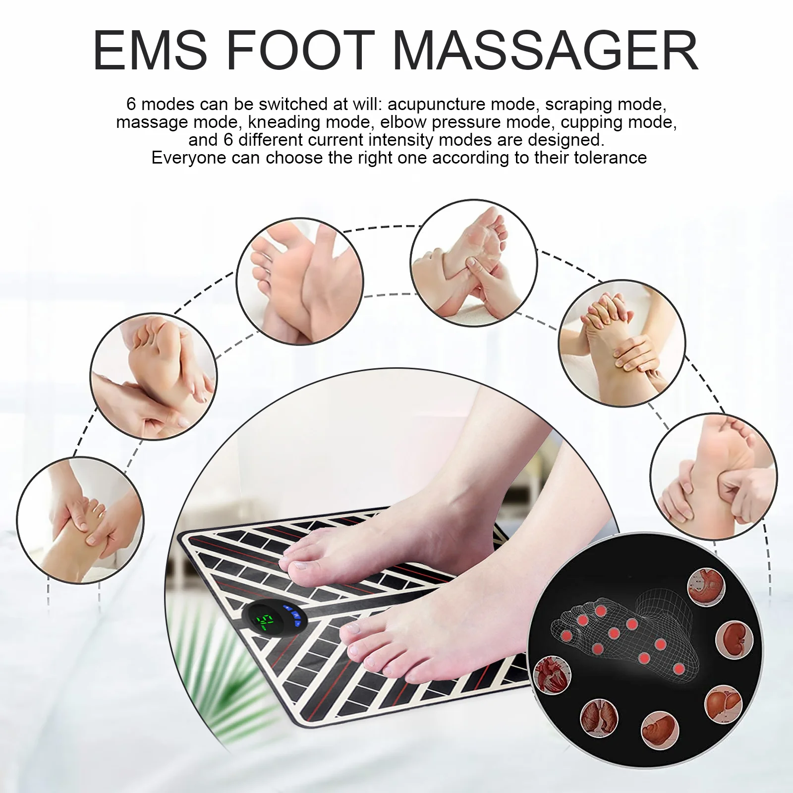 

Foot Massager Feet Electric Mat Muscle Stimulator Intelligent Pad Anti-stress Device Wireless Control