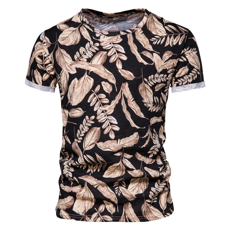 

Hawaii Style T-shirts Men Casual Printed 100% Cotton Mens T Shirt New Summer Fashion Streetwear O-neck Top Tees Men