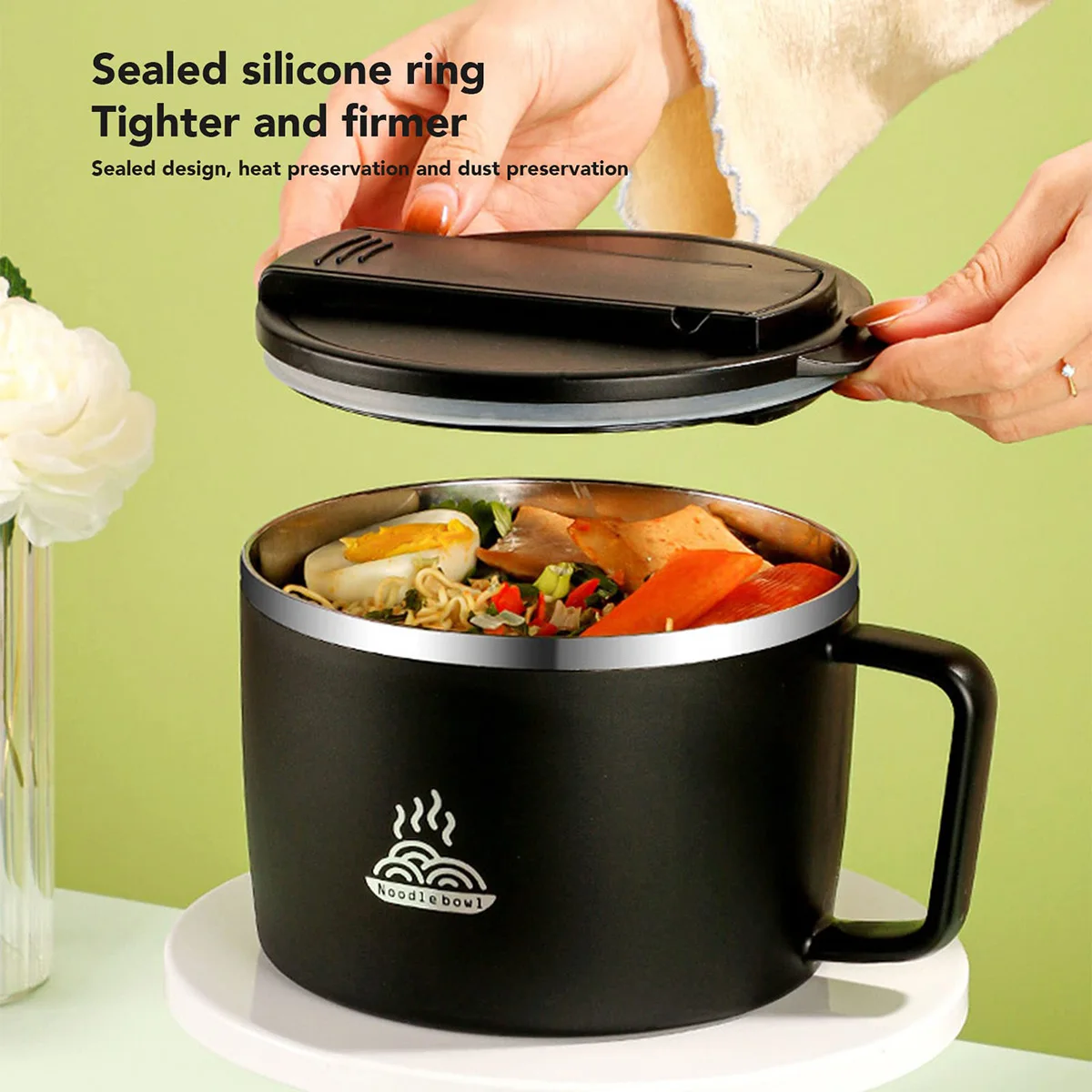 1200 мл 304 миска для лапши из нержавеющей стали набор микроволновой печи и рамэна с