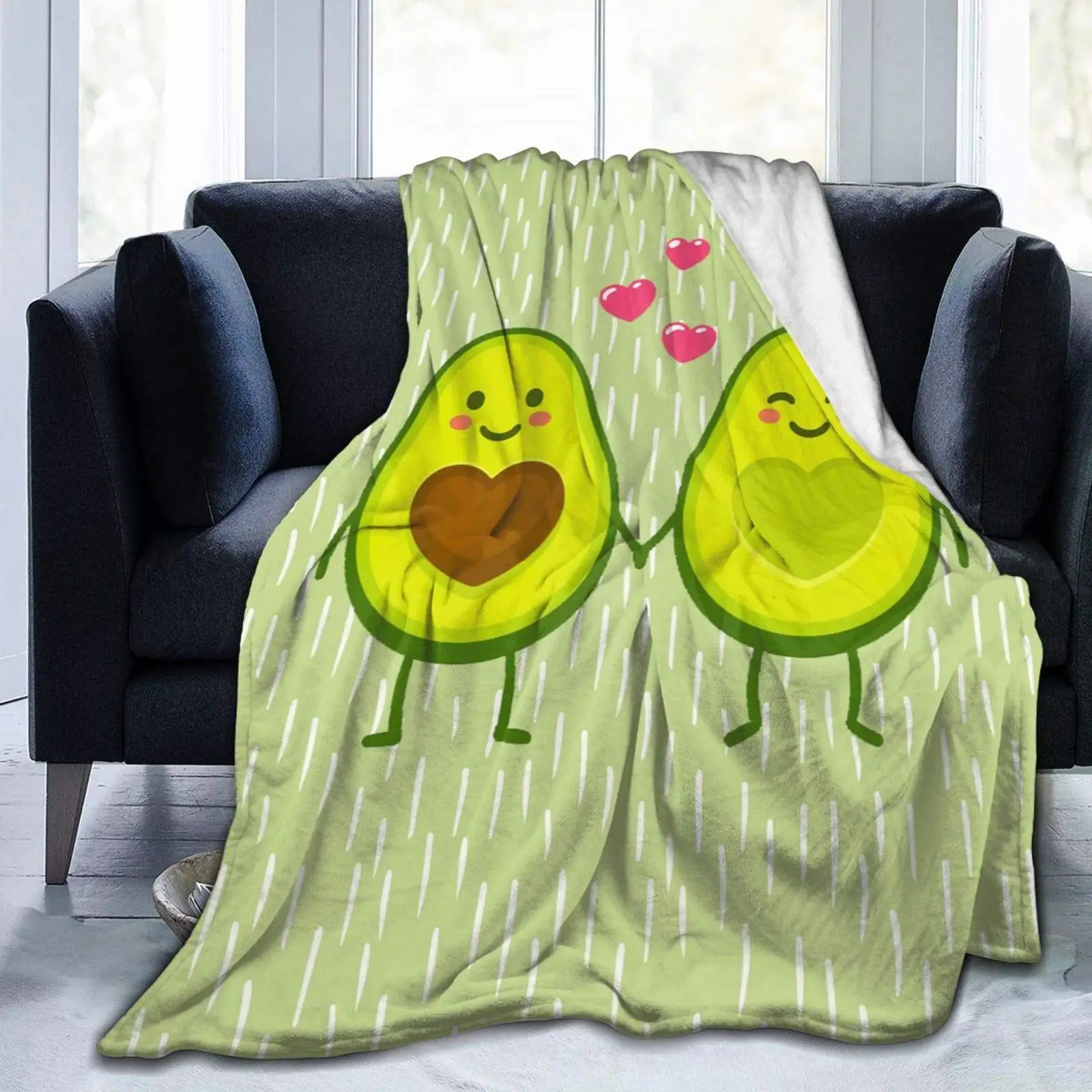 

Одеяло в виде авокадо на День святого Валентина, Фланелевое легкое удобное мягкое и теплое плюшевое одеяло, 120x150 см, для подростков