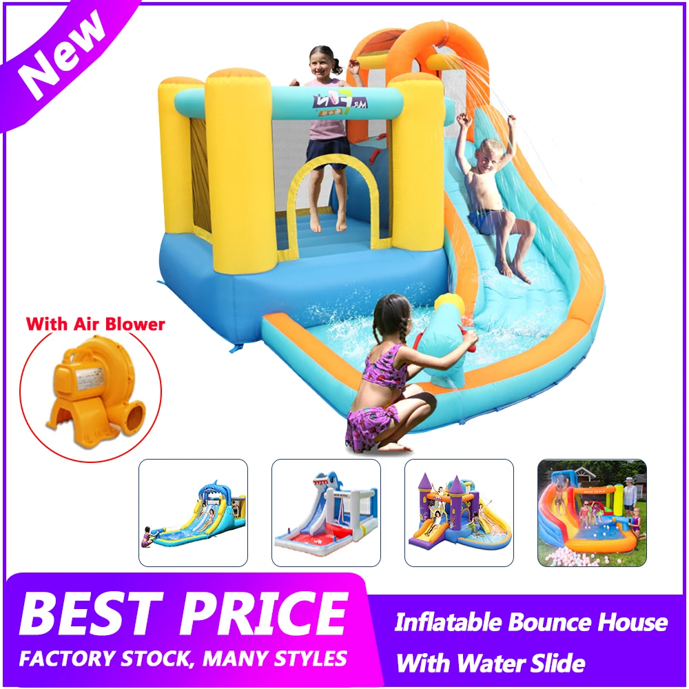 

2022 Inflatable Bounce House Water Slide With Blower Kids Bouncing Castle Jumping Trampoline Water Park Indoor/Outdoor Equipment