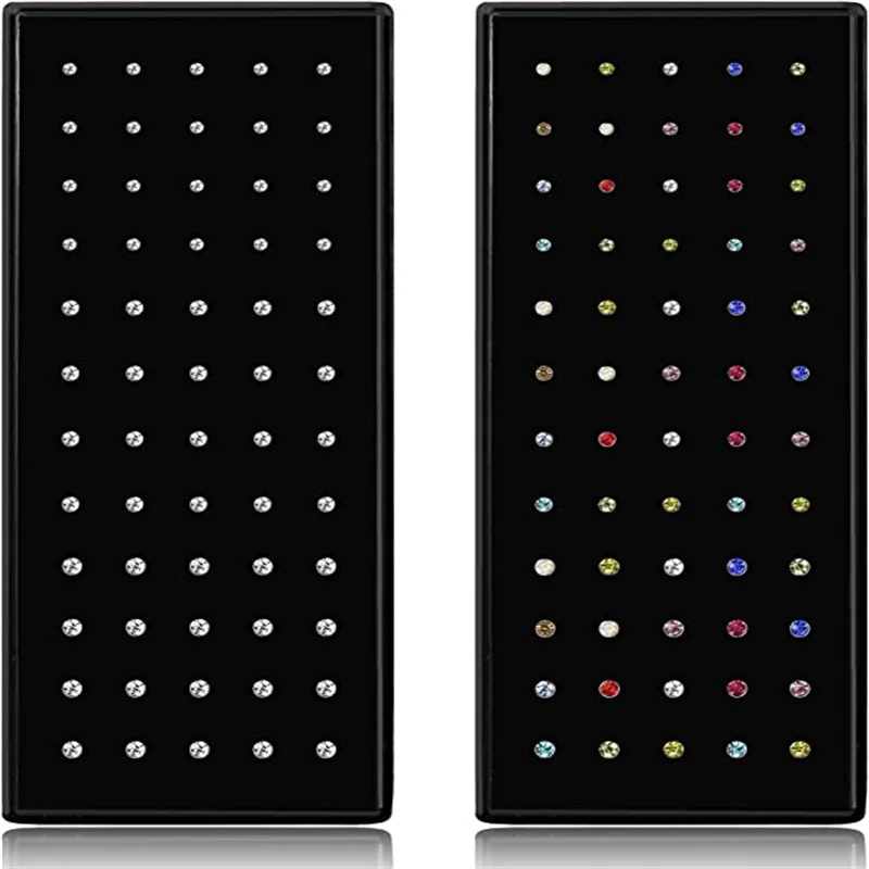 

60Pc 1.5/2/2.5mm Rhinestone Crystal Stainless Steel Multicolor Nose Piercing Bend Stud Rings Women Body Jewelry Straight Earring