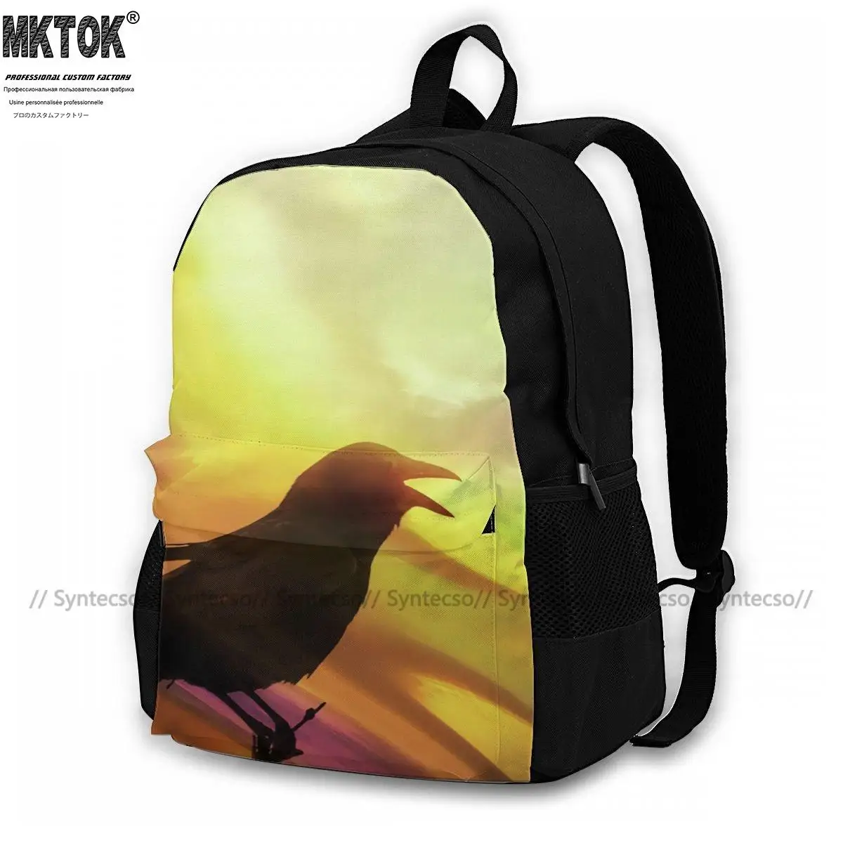 

Raven Backpacks Woman Print Charm Backpack Polyester Camping Bags