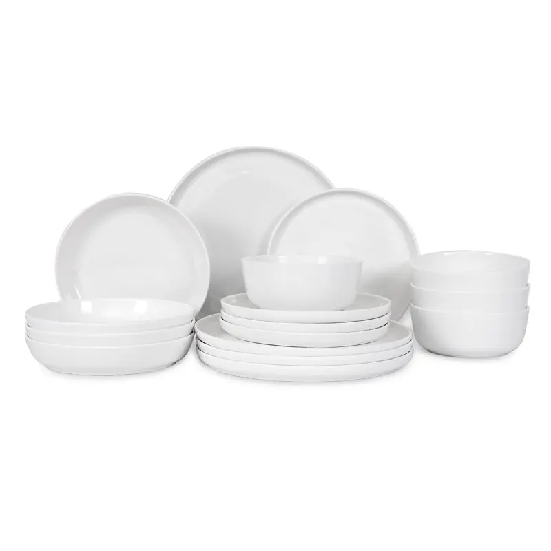 

Natural White Bone China Coupe Dinnerware Set, Service for 4