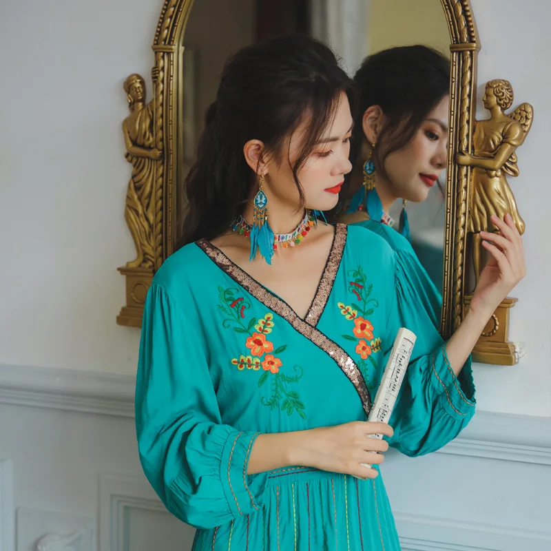 Ретро Этнические женские серьги Sle ретро гонконгские элегантные длинные