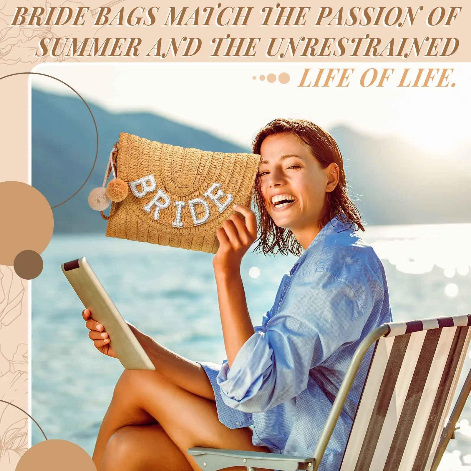 Соломенная Сумка на плечо для невесты плетеный кошелек-конверт с жемчугом